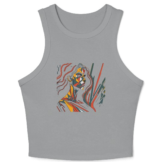 Feminine Character Cubism Crop Tank Top
