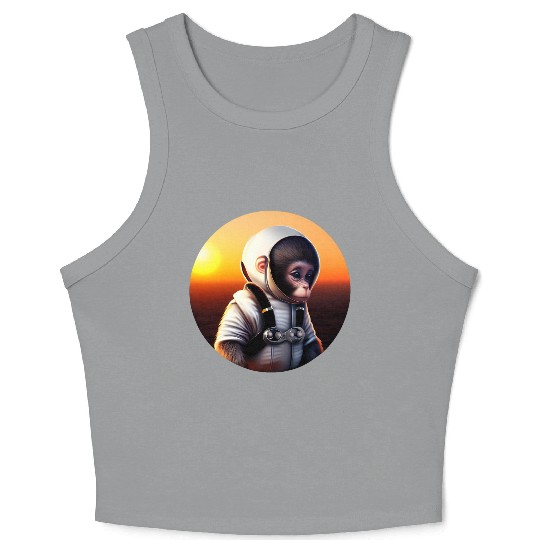 Astronaut monkey Crop Tank Top