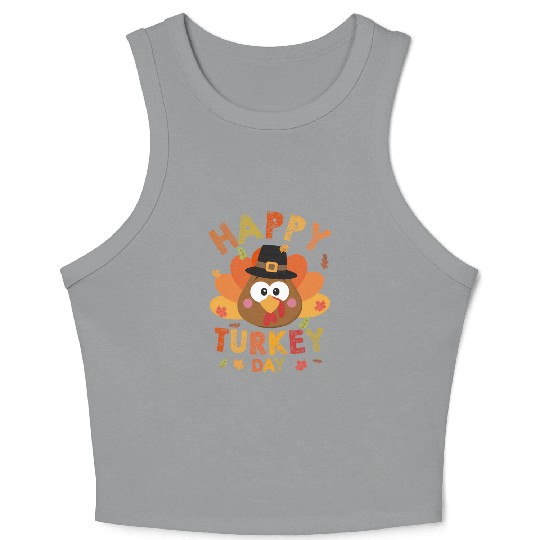 Happy Turkey Day 2021 Autumn Fall Thangiving Crop Tank Top