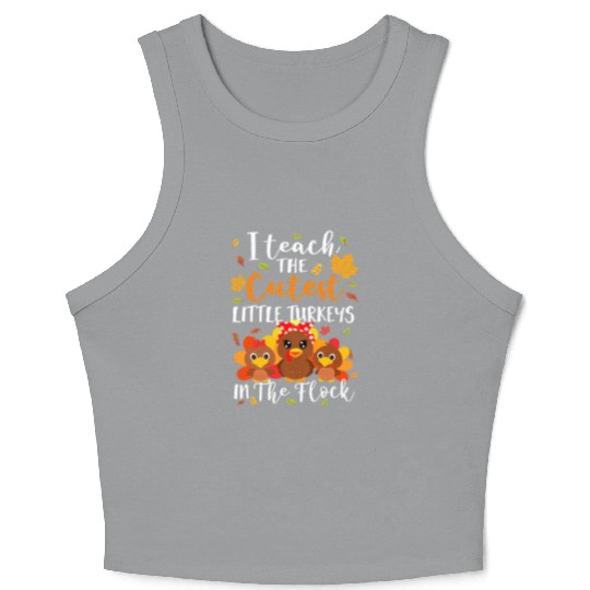 Funny Thanksgiving Prek Kindergarten Teacher Crop Tank Top