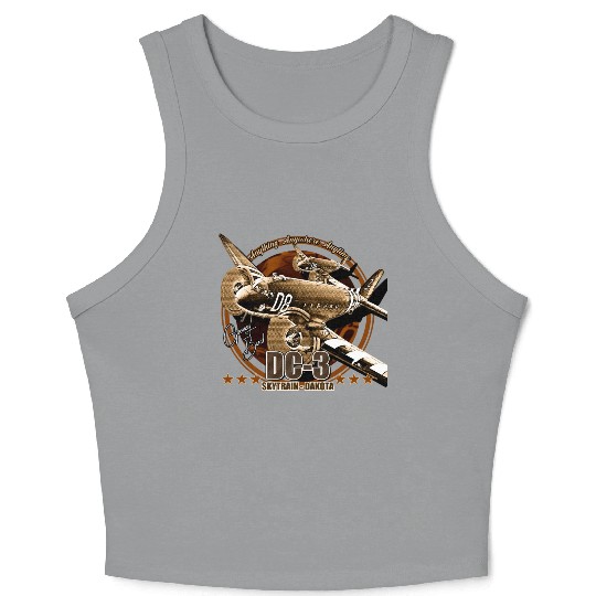 DC3 C47 Dakota Military Transport Aircraft Crop Tank Top