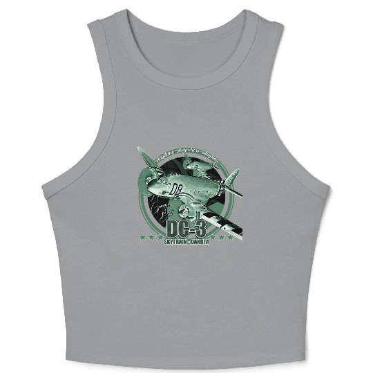 DC3 C47 Dakota Military Transport Aircraft Crop Tank Top