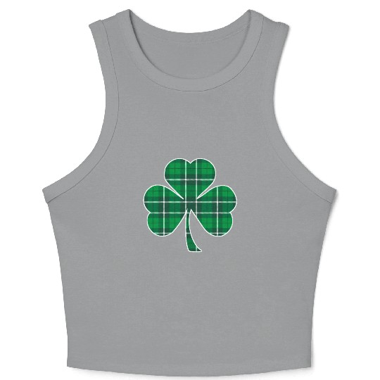 St Patric Day Irish Green Buffalo Plaid Shamrock Crop Tank Top