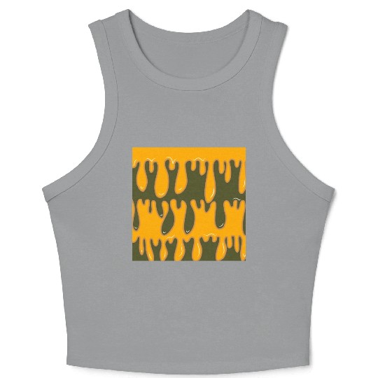 Trippy Green Yellow Liquid Drop Swirl Flow Groovy Crop Tank Top