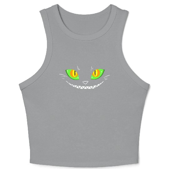 Creepy Cat Face Crop Tank Top