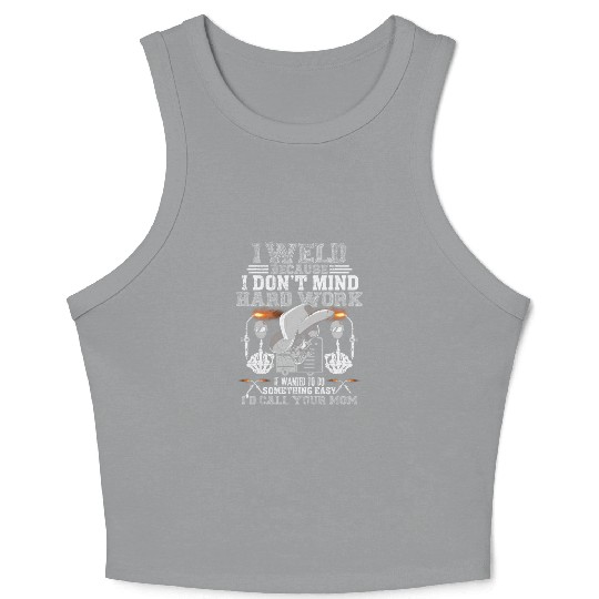 i d call your mom welder Funny Crop Tank Top
