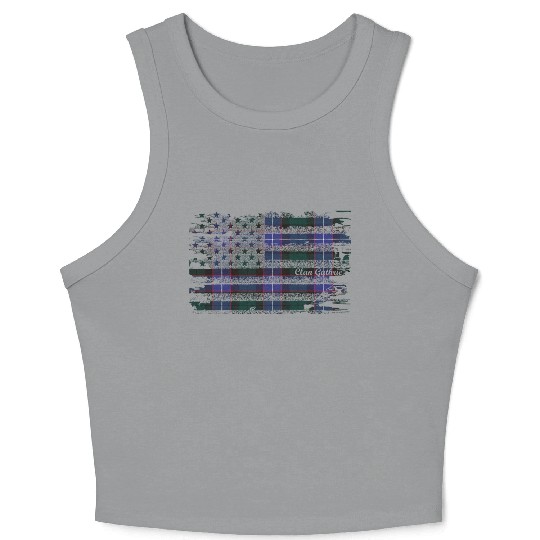 Guthrie Surname American Flag Scottish Clan Tartan Crop Tank Top