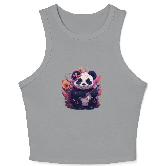 kawaii design cute panda Crop Tank Top
