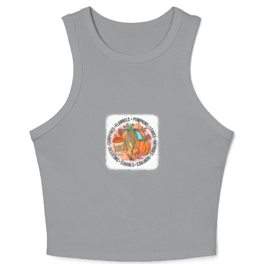 It's Fall Y'all Happy Fall Vibes Autumn Leaves Crop Tank Top