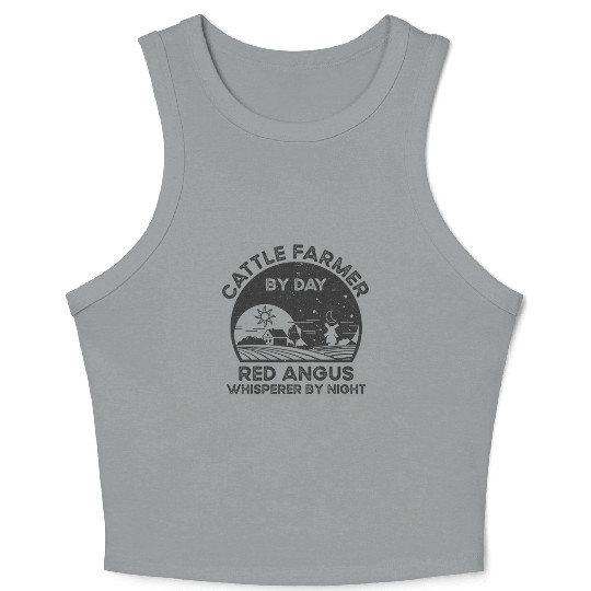 Cattle Farmer Whirer Cow Rancher Red Crop Tank Top