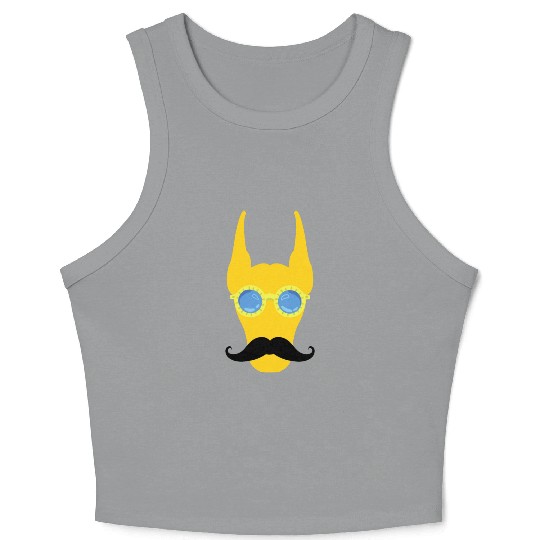 funny yellow dobermann dog with weird sunglasses a Crop Tank Top