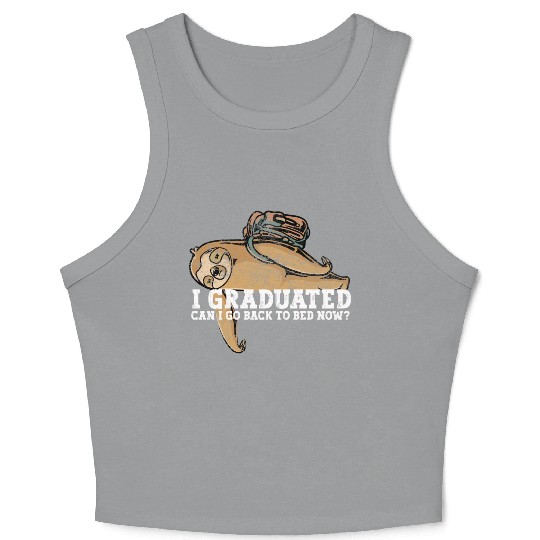 Graduation Humor with Lazy Student Illustration Crop Tank Top