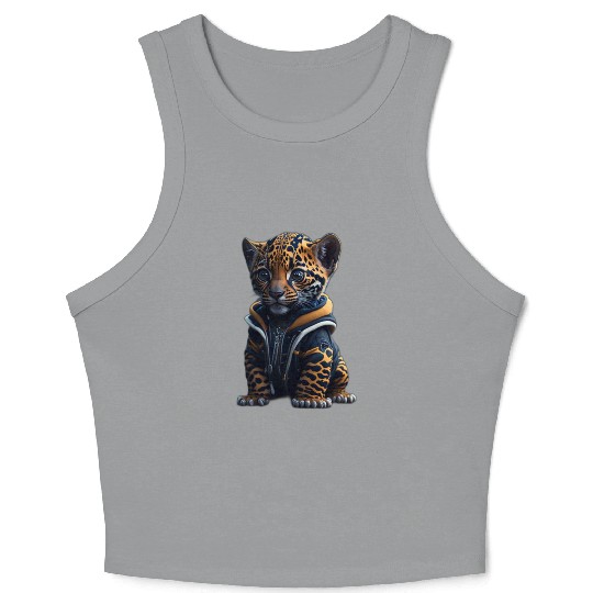 A cute tiny hyper realistic baby jaguar Crop Tank Top