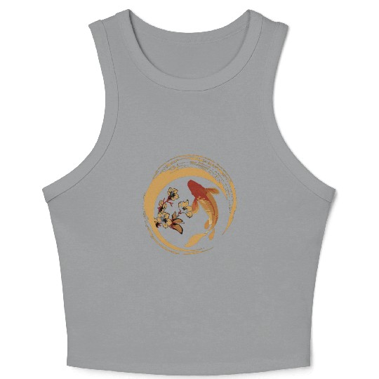 Koi Fish Japanese Koi Carp Cherry Blossom Sakura Crop Tank Top