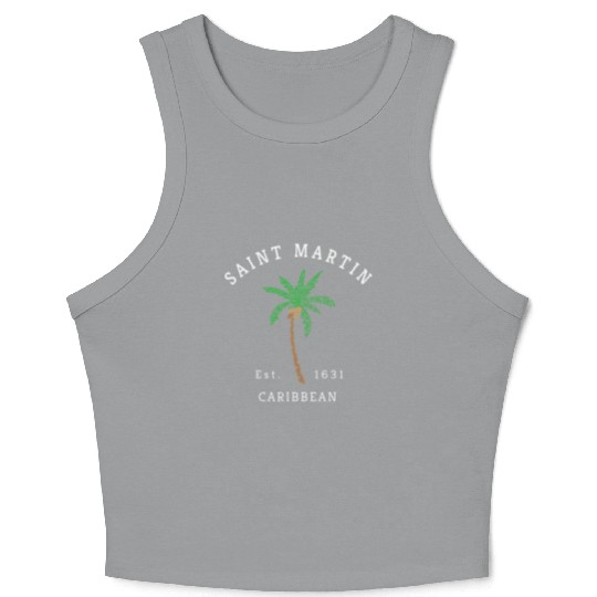 Saint Min Colorful Caribbean Palm Tree Retro Novel Crop Tank Top