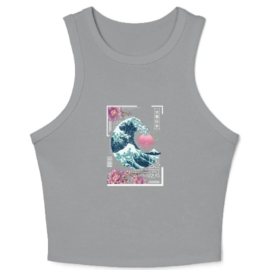 Vaporwave Synthwave 80'S Japan Japanese Great Crop Tank Top