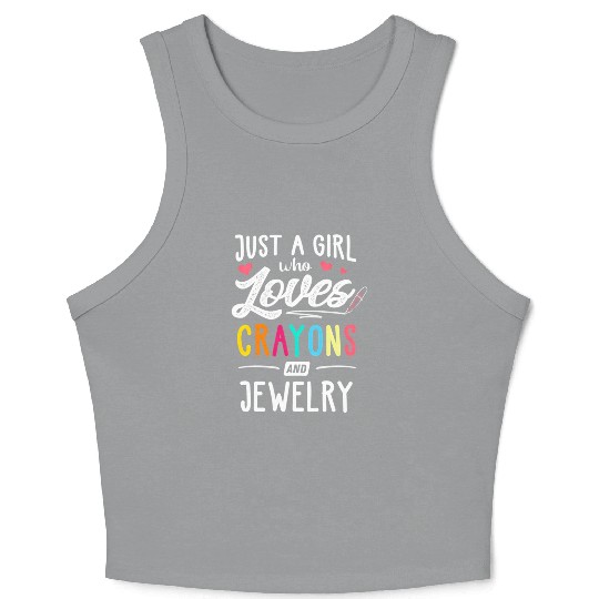 Just A Who Loves Crayons And Jewelry Youth Crop Tank Top