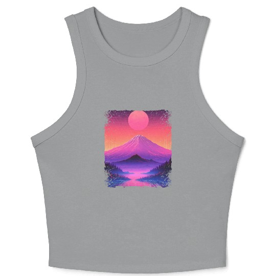 Mount Fuji Aesthetic Japan Sight Vaporwave Volcano Crop Tank Top