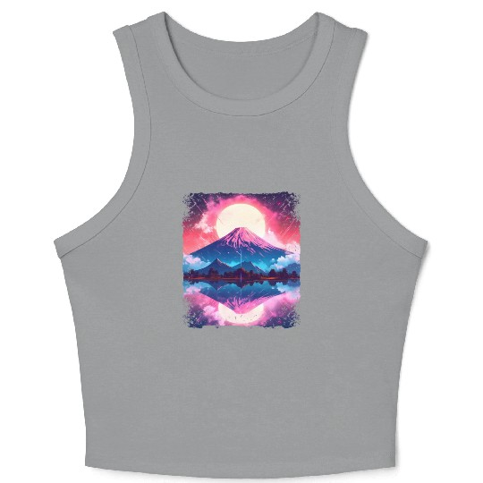 Mount Fuji Vaporwave Aesthetic Japan Sight Volcano Crop Tank Top
