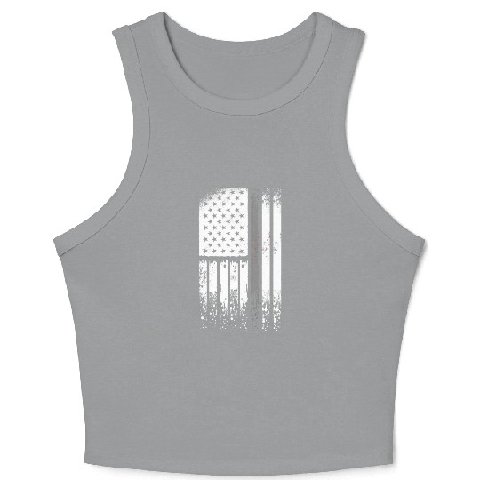 Correctional Officer - Us Flag Thin Silver Line Crop Tank Top