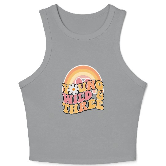 Daisy Birthday Young Wild 3 Boho 3rd Birthday Crop Tank Top