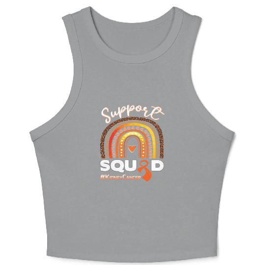 Kidney Cancer Support Squad Dark Blue Ribbon Crop Tank Top
