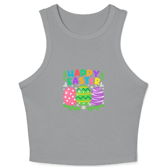 Happy Easter Day Bunny Eggs Easter Crop Tank Top