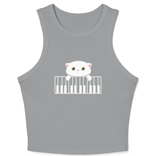 Kitten On Piano Cat Pun Music Wo Crop Tank Top