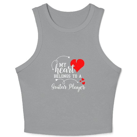 I Love My Guitar Player Husband Wife Valentines Crop Tank Top