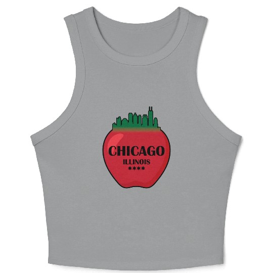 Chicago illinois state city skyline on apple Crop Tank Top