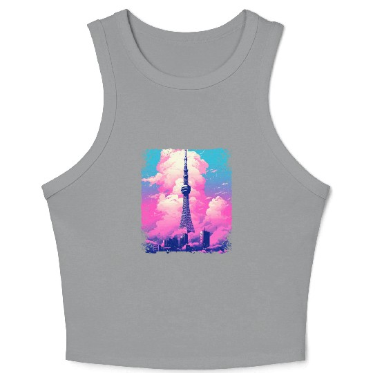 Aesthetic Tokyo Skytree Vaporwave Japanese Sight Crop Tank Top