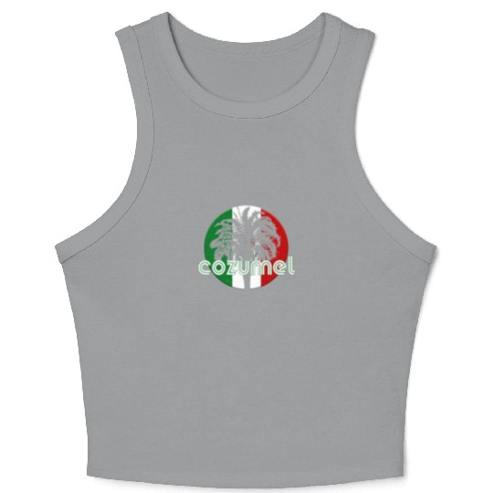 Cozumel Mexico Flag Native Palm Tree Mexican Crop Tank Top
