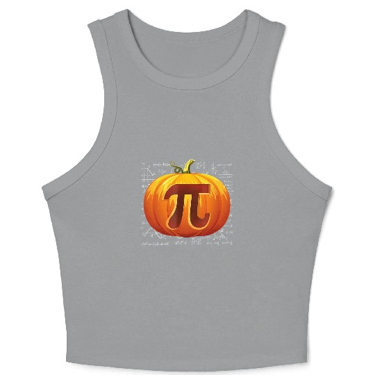 Pumpkin Pi Math Teacher Halloween Thanksgiving Crop Tank Top