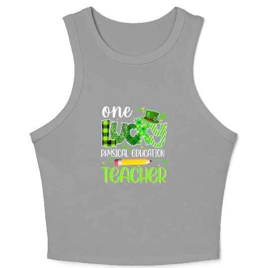 One Lucky Physical Education Teacher Pencil St Crop Tank Top