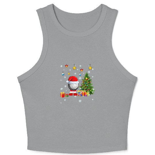 Santa Golf Ball Christmas Tree Player Coach Fan Crop Tank Top