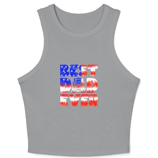 Best Dad Ever Us American Flag Father's Day Truck Crop Tank Top