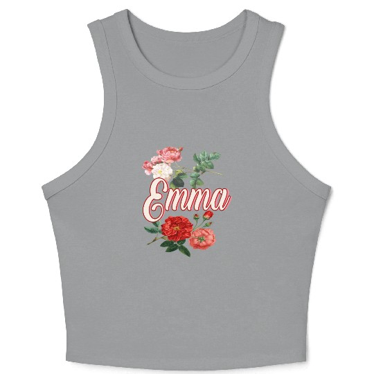 Emma Name With Flowers Crop Tank Top