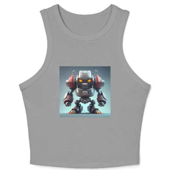 Angry 3D Robot Crop Tank Top