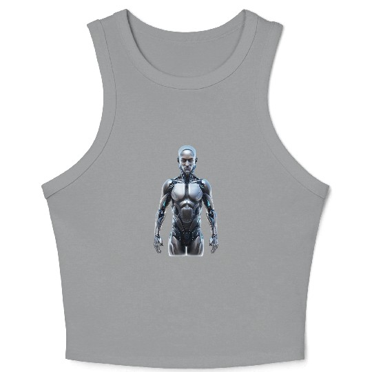 Futuristic robot with AI Crop Tank Top