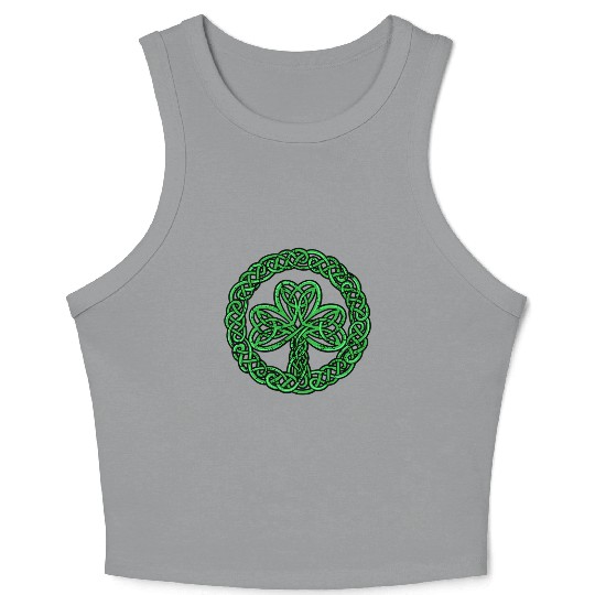 Celtic Knot Irish Shamrock 3 Leaf C St Pats Crop Tank Top