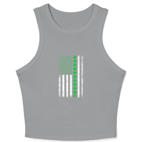 Shamrock Patriotic American Flag Irish Retro St Pa Crop Tank Top