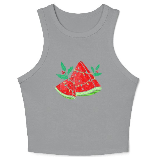 Christmas Watermelon Tropical Summer Christmas In Crop Tank Top