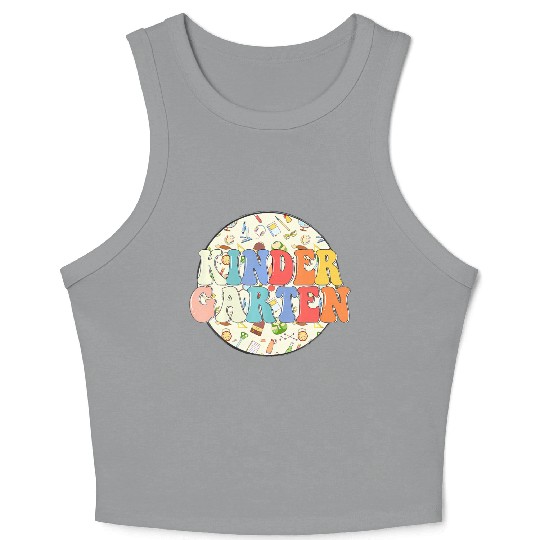 First Day Kindergarten Teacher Student Back To Crop Tank Top