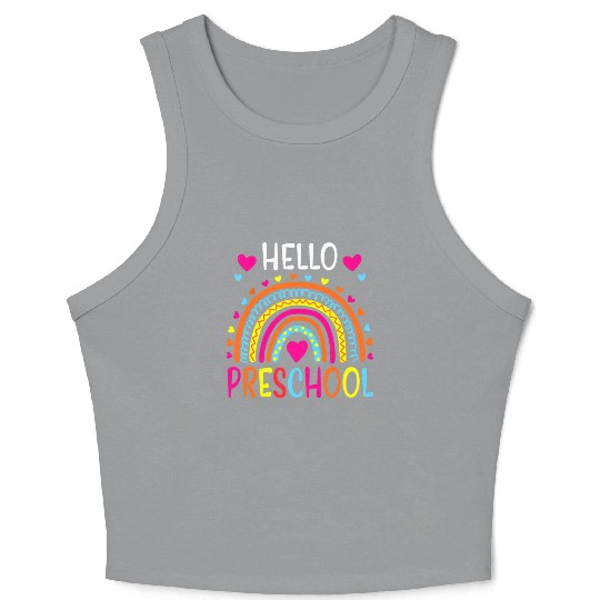 Hello Preschool Back To School Pre-K Teacher Crop Tank Top