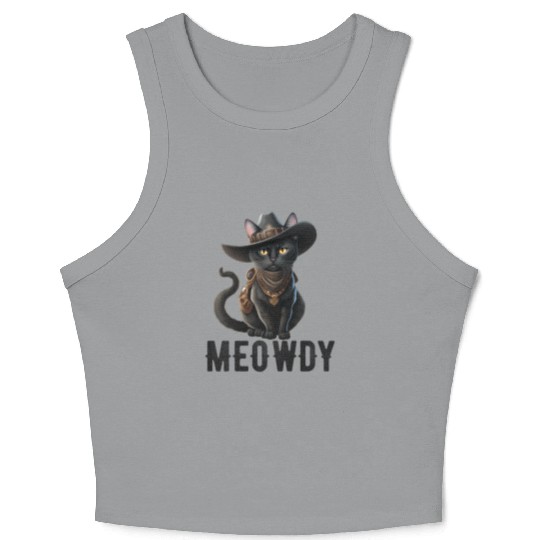 Meowdy Cat Cory Music Kitten Cowboy Crop Tank Top