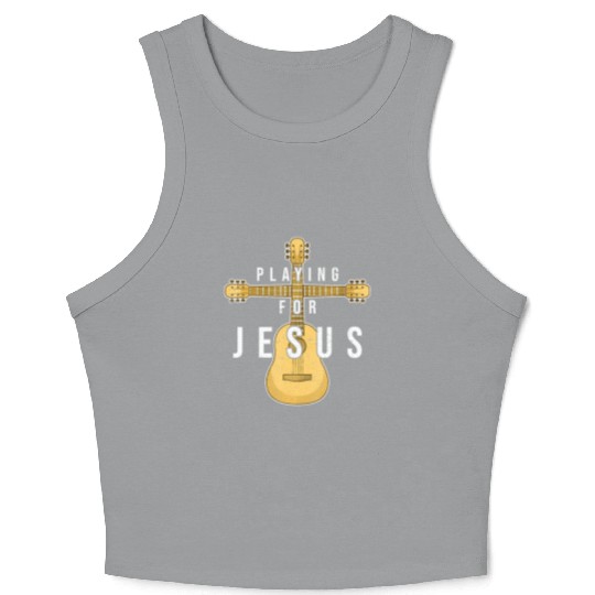 Christian Music Guitar Player Jesus Guitarist Crop Tank Top