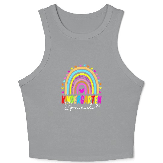 Back To School Kindergarten Squad Rainbow Teacher Crop Tank Top