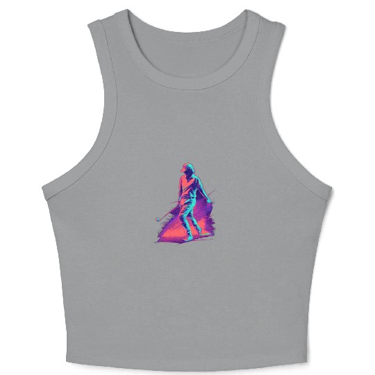 Golfer Golf Player Golfing 80s 90s Retro Crop Tank Top