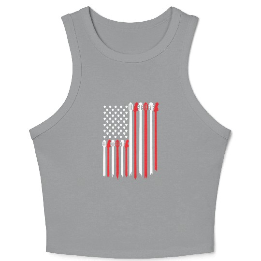 Bassist USA American Flag Bass Guitar Player Crop Tank Top