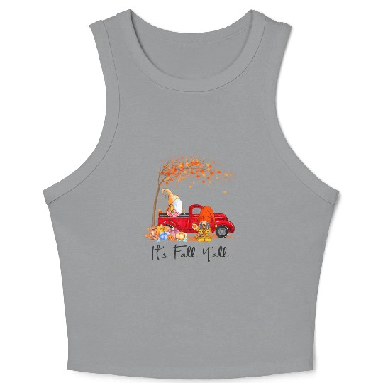 It's Fall Y'all Girls Fall Vibes Autumn Leaves Crop Tank Top